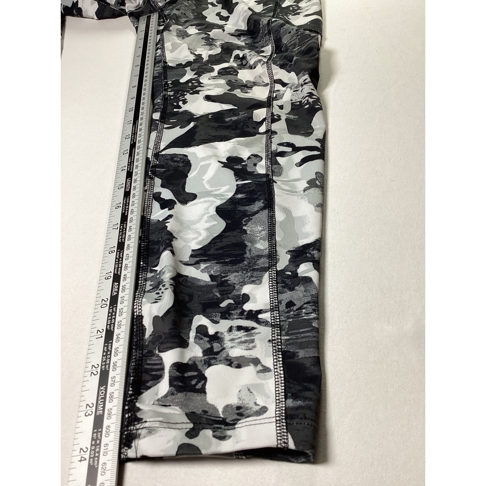 Avia Large Camo Leggings Womens Gray Black White High Rise Activewear Pocket L - Picture 4 of 6